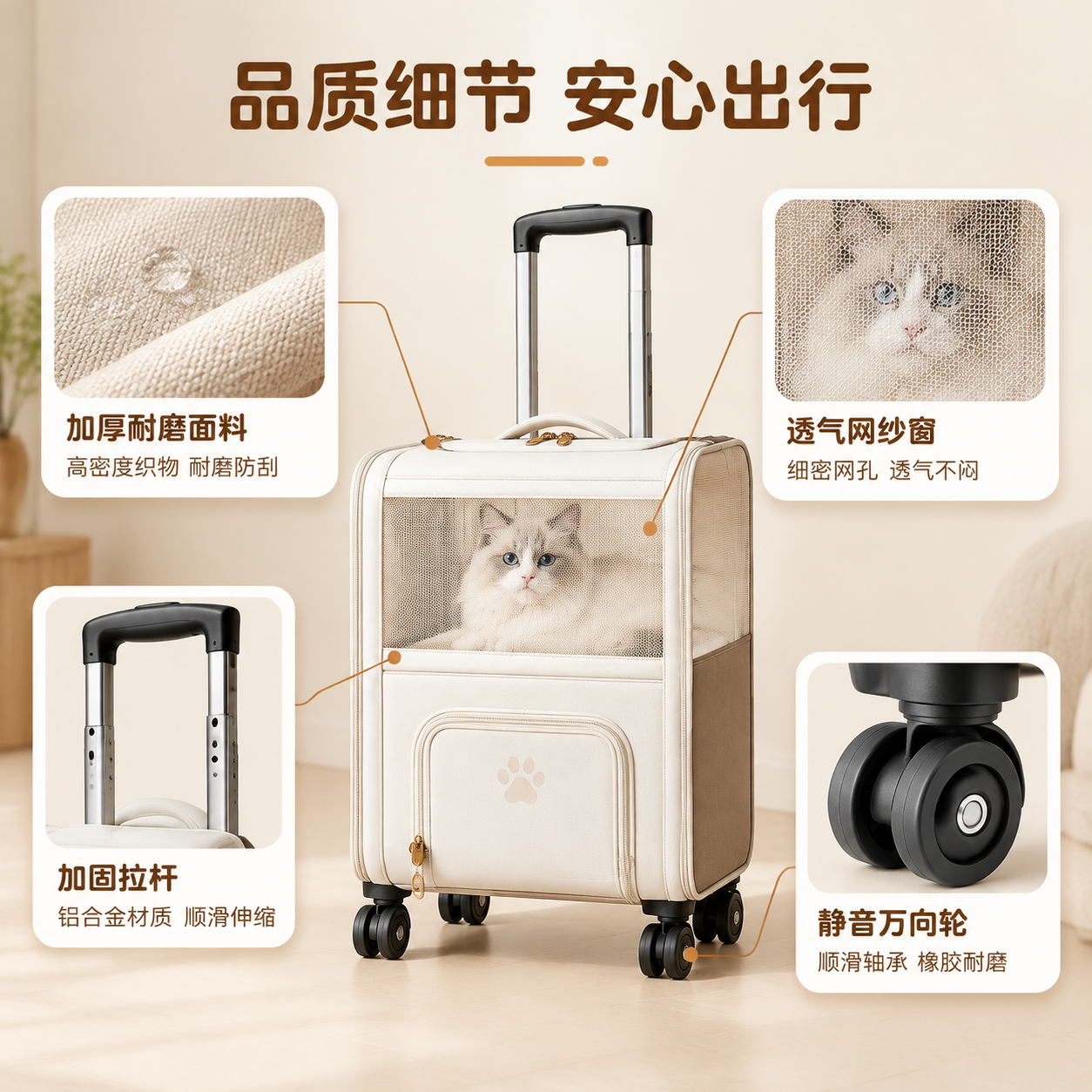 [主图-3] 细节与安全 宠物双层拉杆包材质结构细节图 [统一… - 图片创意预览