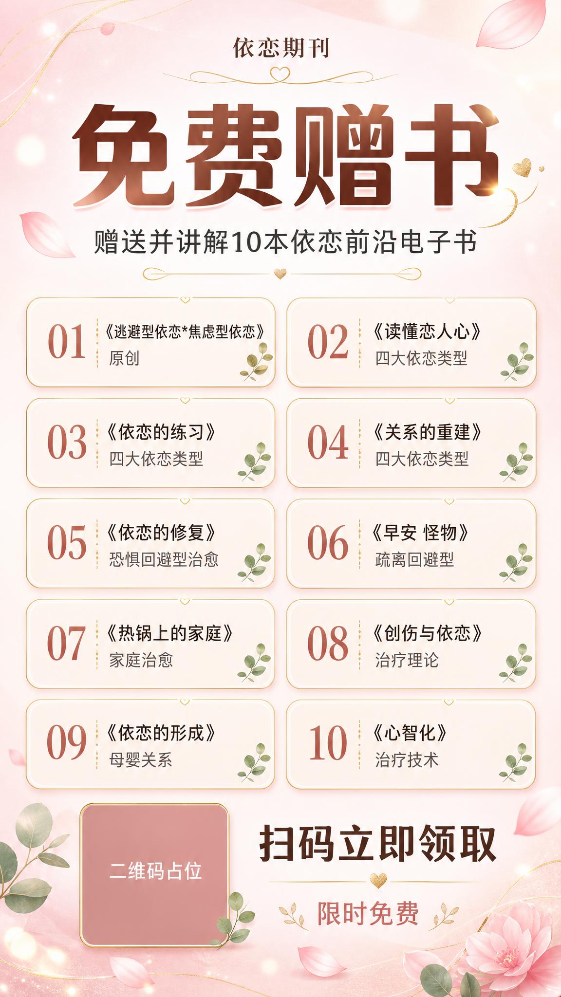 一张温柔治愈系心理学赠书活动竖版海报，9:16比例，暖粉米金配… - 图片创意预览