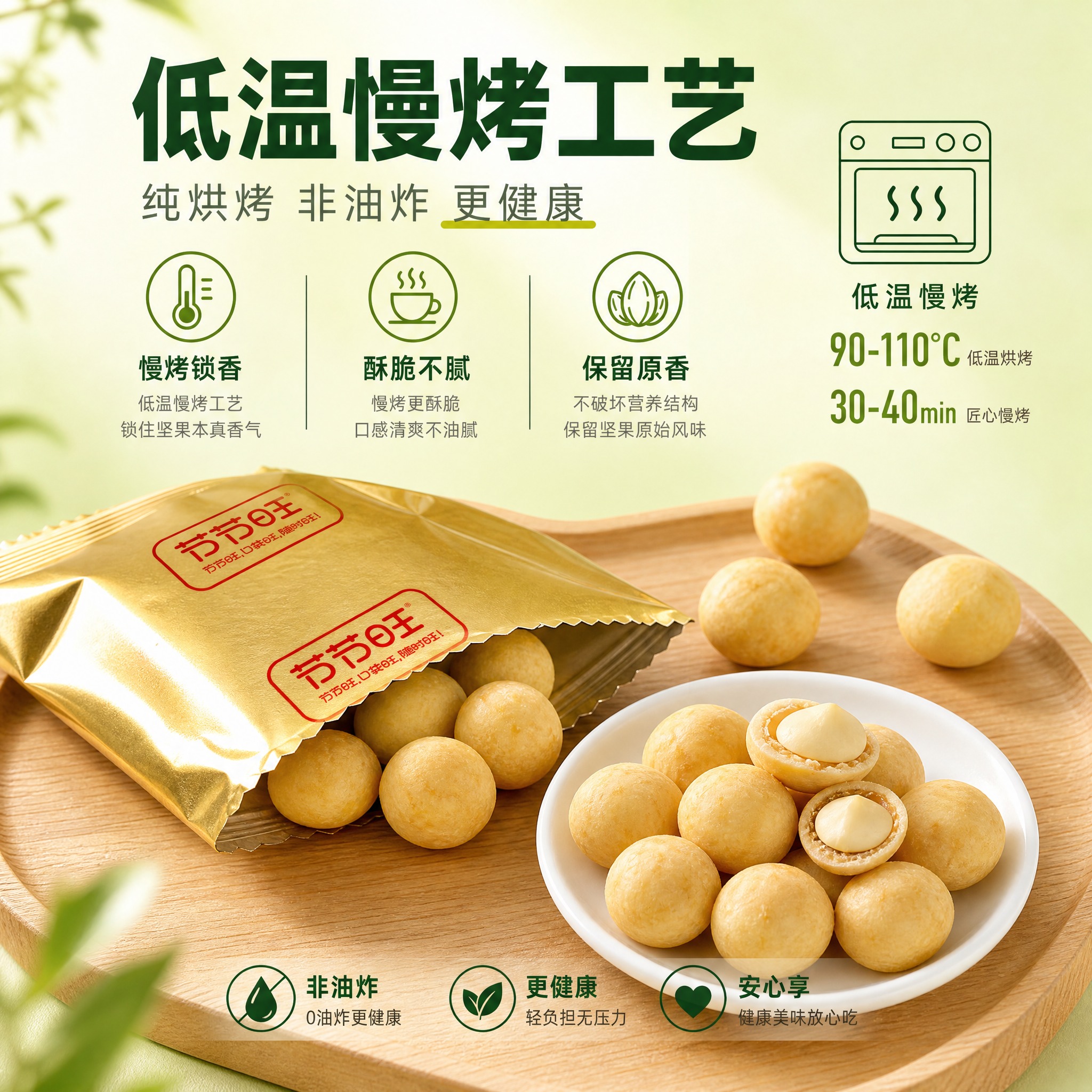 [主图-2] 核心卖点图，突出低温慢烤工艺与非油炸健康特点。… - 图片创意预览