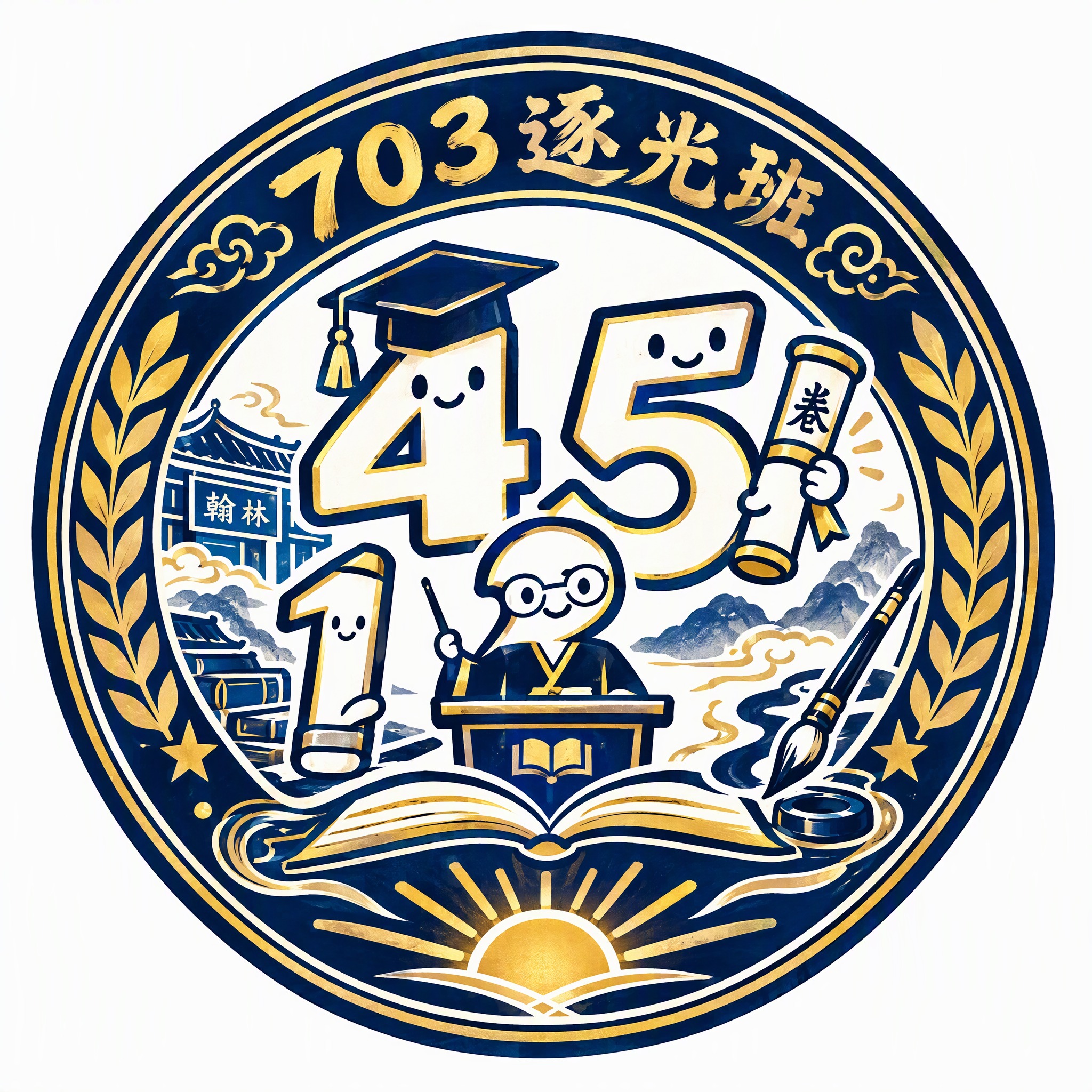 基于这张班徽图重新设计，融入南海丹灶翰林实验学校的翰林文化和逐… - 图片创意预览