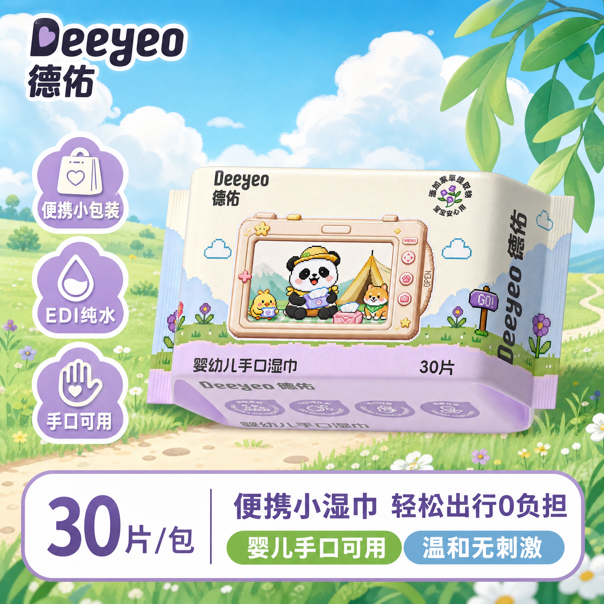 模仿参考图的电商主图版式风格，为德佑婴幼儿手口湿巾制作1:1正… - 图片创意预览