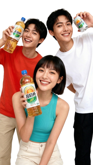 把两侧的人物身体稍微补充一下，不残缺，姿势不变，白色背景高清晰预览效果