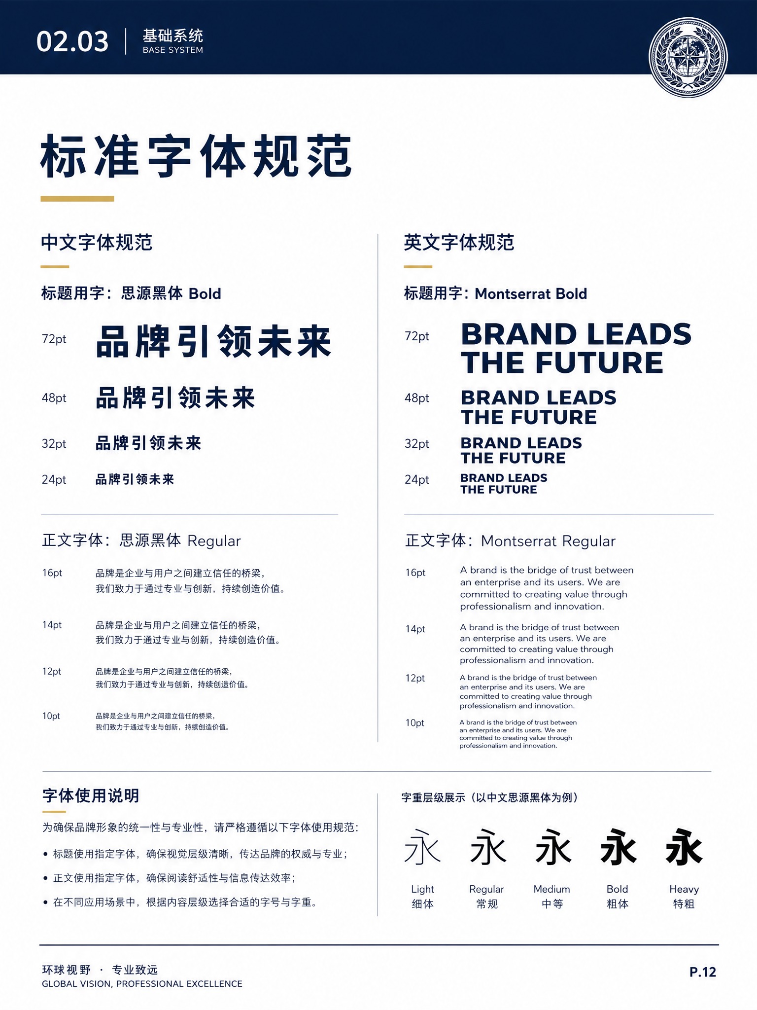 品牌手册内页设计，竖版A4比例，专业权威风格，白色背景。页面顶… - 图片创意预览