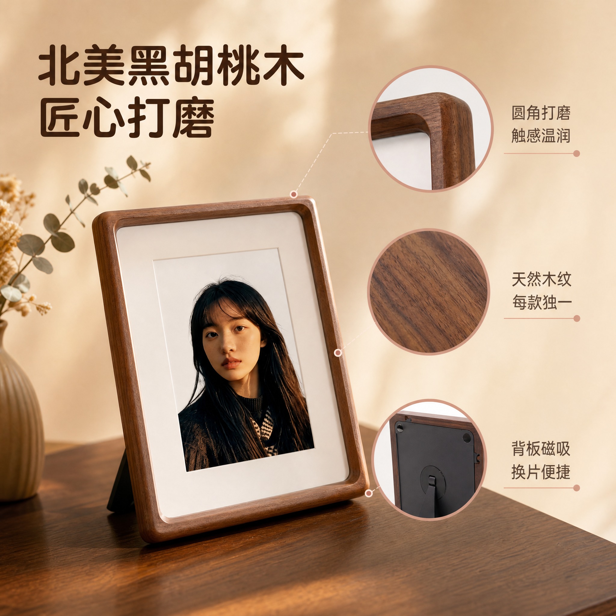 [主图-3] NFC智能相框 材质细节与工艺展示图 [统一基调… - 图片创意预览