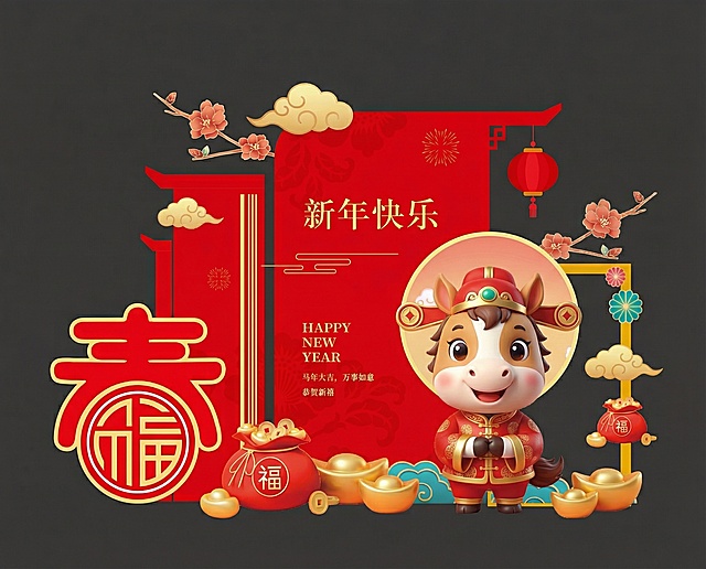 生成类似的马年地堆效果图