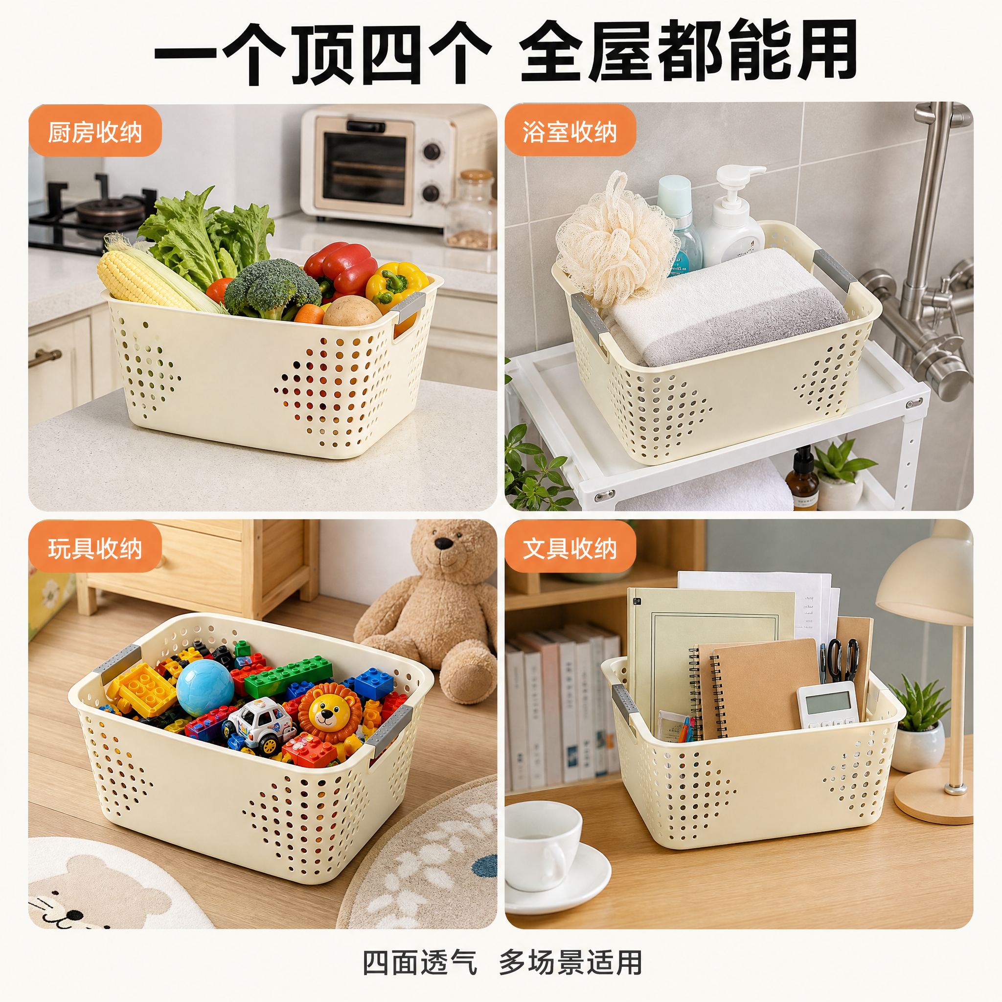 [主图-4] 收纳盒多场景适用宫格图，展示全屋多场景收纳方案，… - 图片创意预览