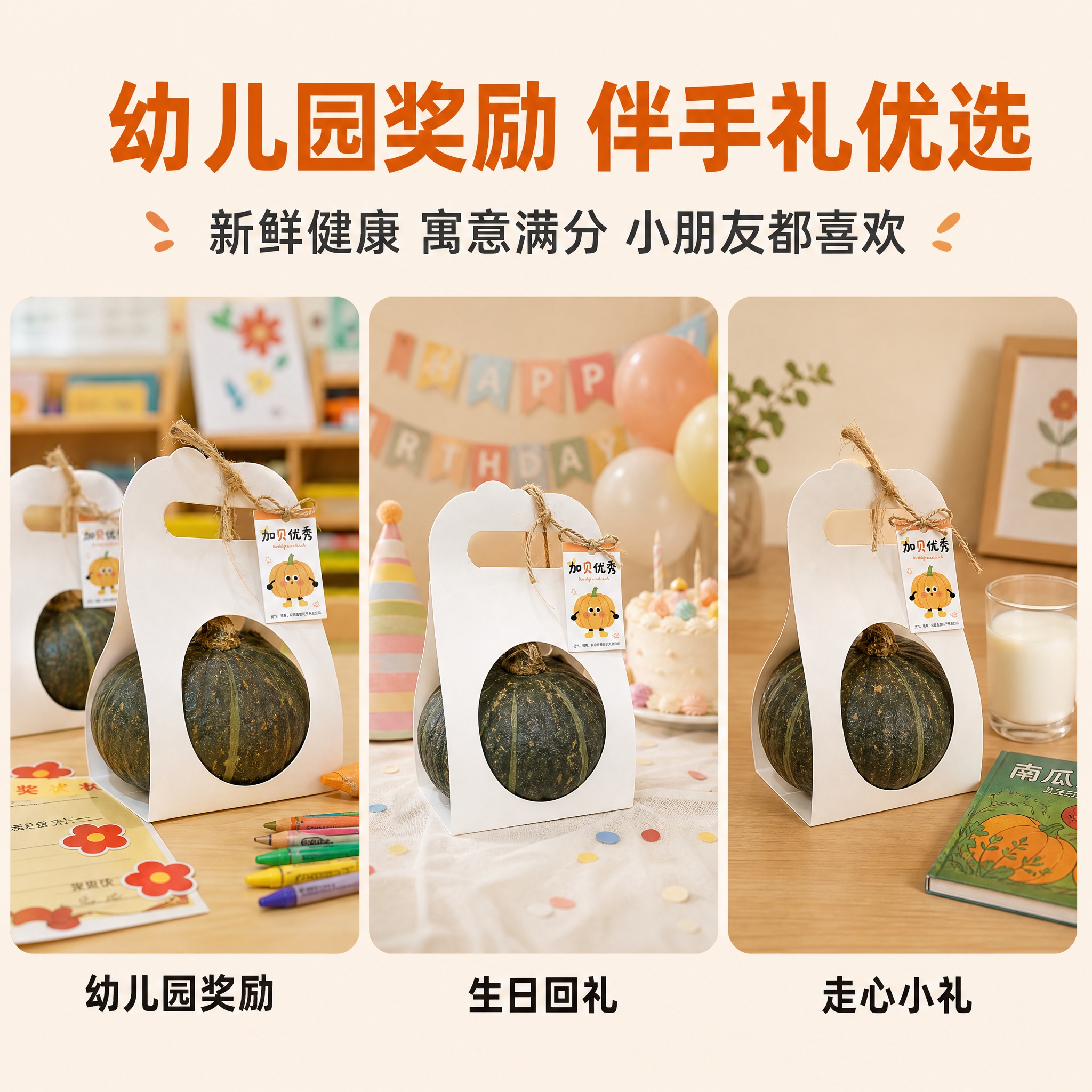 [主图-3] 主题：场景与适用人群展示，突出幼儿园奖励、伴手礼… - 图片创意预览