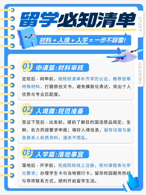 留学申请入境全流程避坑实用清单不踩雷干货指南小红书封面预览效果