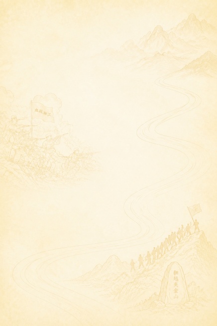 红色文旅研学课程word文档页面底纹背景，简约淡雅风格，以黄色为主色调，无设计边框，融入淡线条勾勒的血战湘江、翻越夹金山轮廓，体现长征主题，纹理柔和不花哨，适合作为文档底纹，参考图保持线稿简约风格预览效果