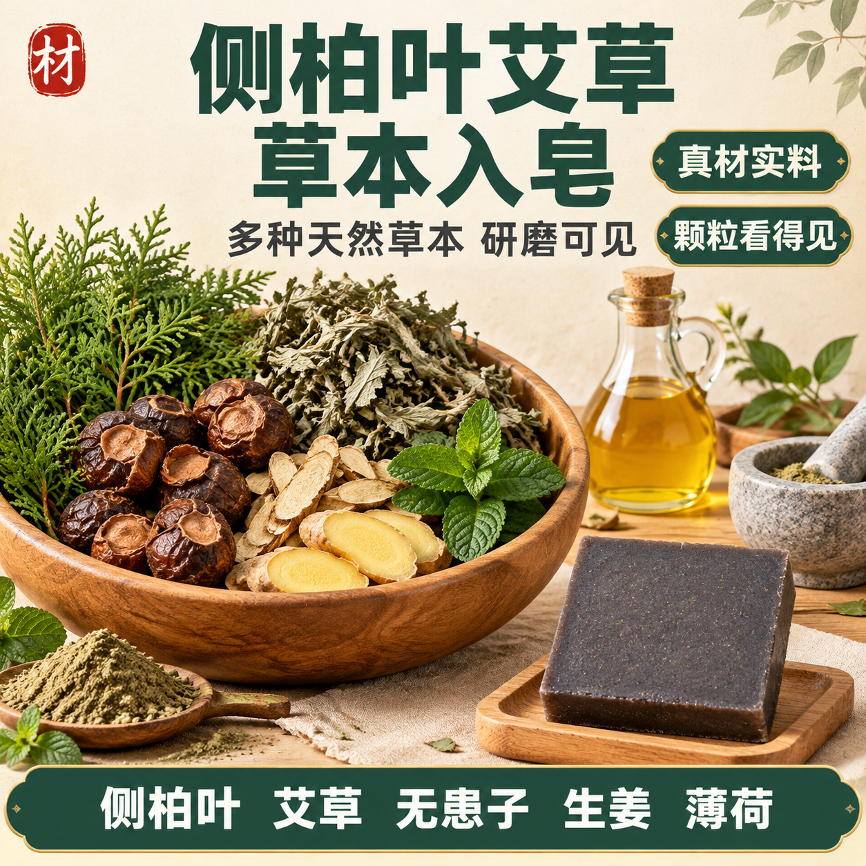 [主图-2] 成分页：拼多多爆款主图，真材实料草本成分展示。… - 图片创意预览