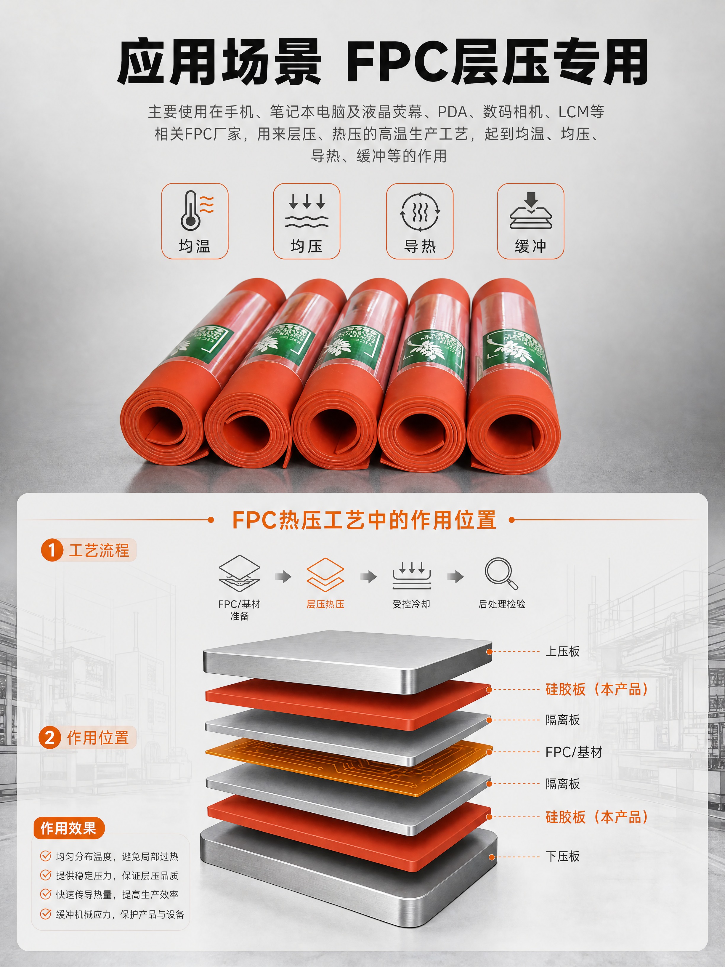 [商品] 使用【图3】橘红色硅胶板卷装5卷并排产品；保留卷装形… - 图片创意预览