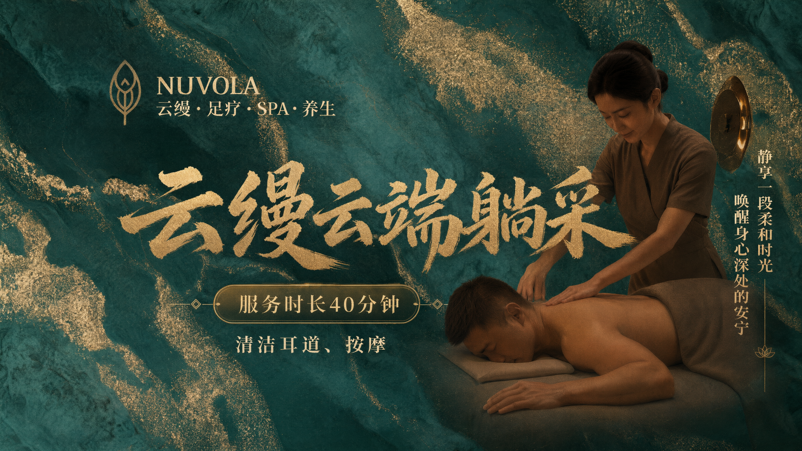 基于第一张图（NUVOLA云缦高端SPA按摩海报）进行整体调色… - 图片创意预览