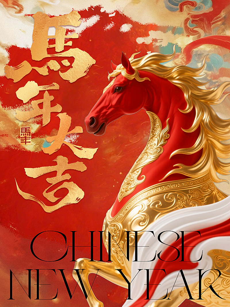 春节节日祝福通用喜庆感手机海报