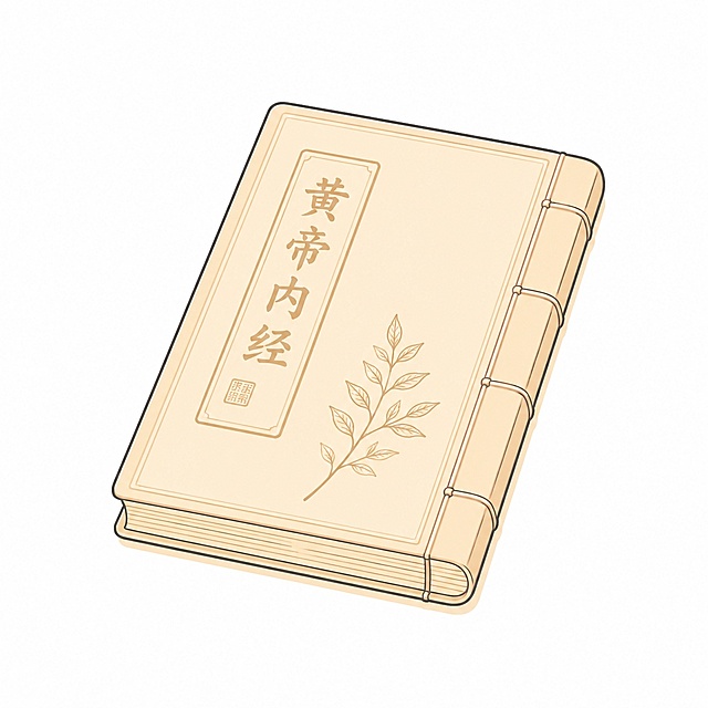 参考图片的浅米黄色线稿简约插画风格，重新生成画面内容改为一本中医相关的书籍，保持简约线条浅黄暖色调，白色背景