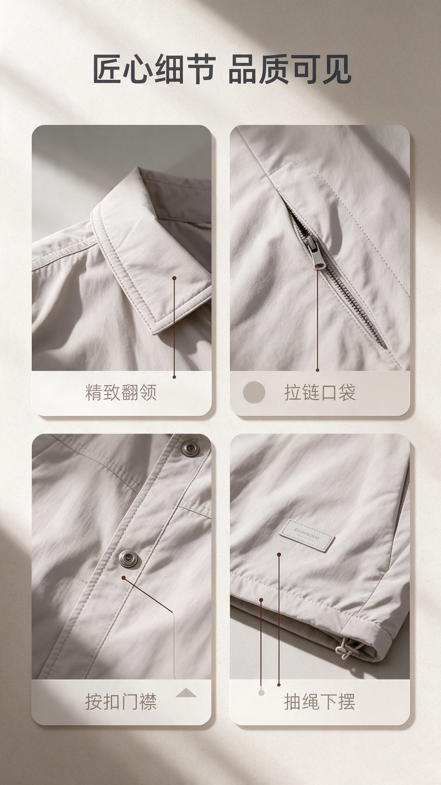[商品] 使用【图1】浅米杏色男士翻领夹克；商品处理：保留翻领… - 图片创意预览