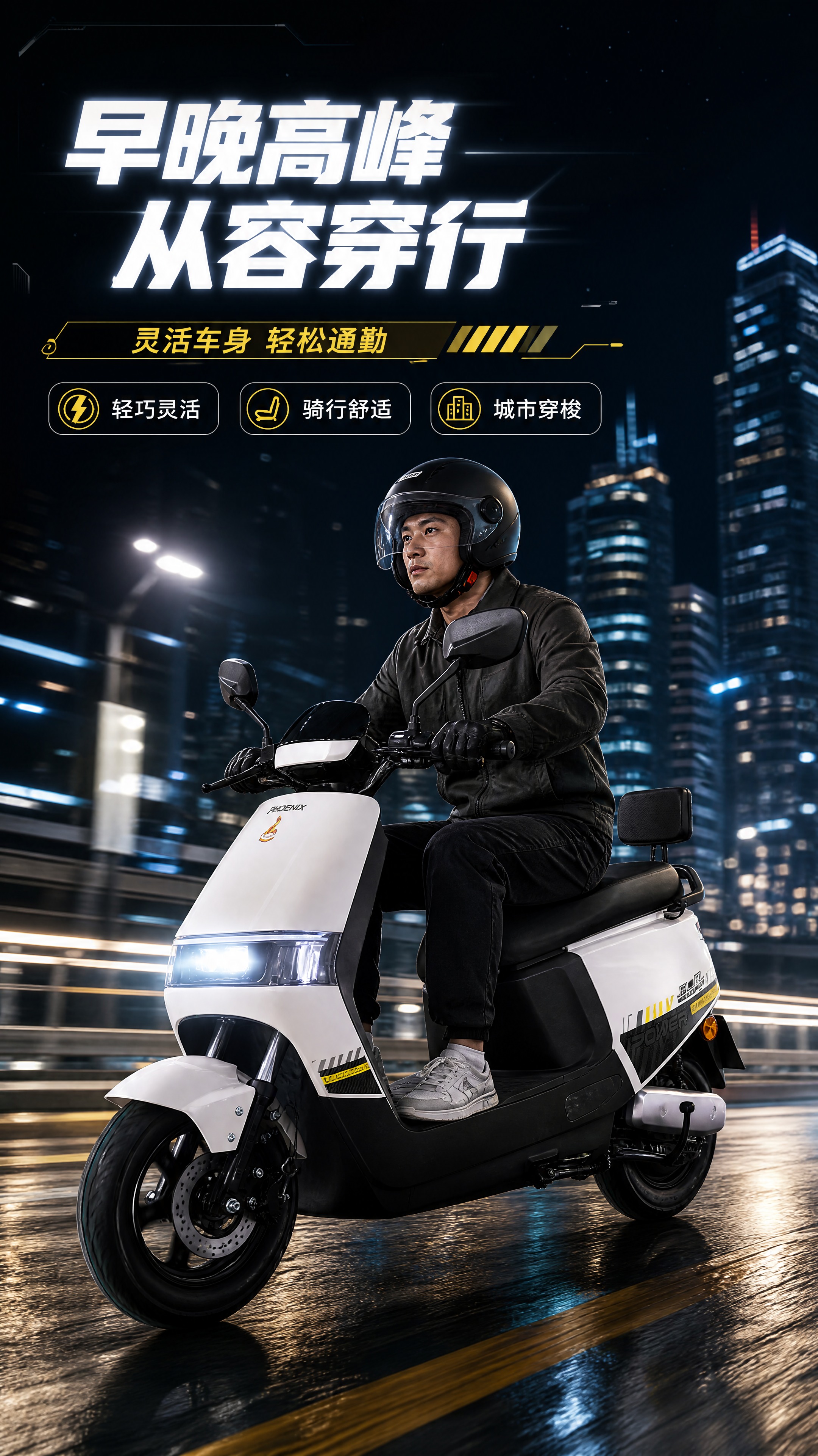 [商品] 使用【图3】【图10】凤凰电动车白黑配色整车：保留白… - 图片创意预览