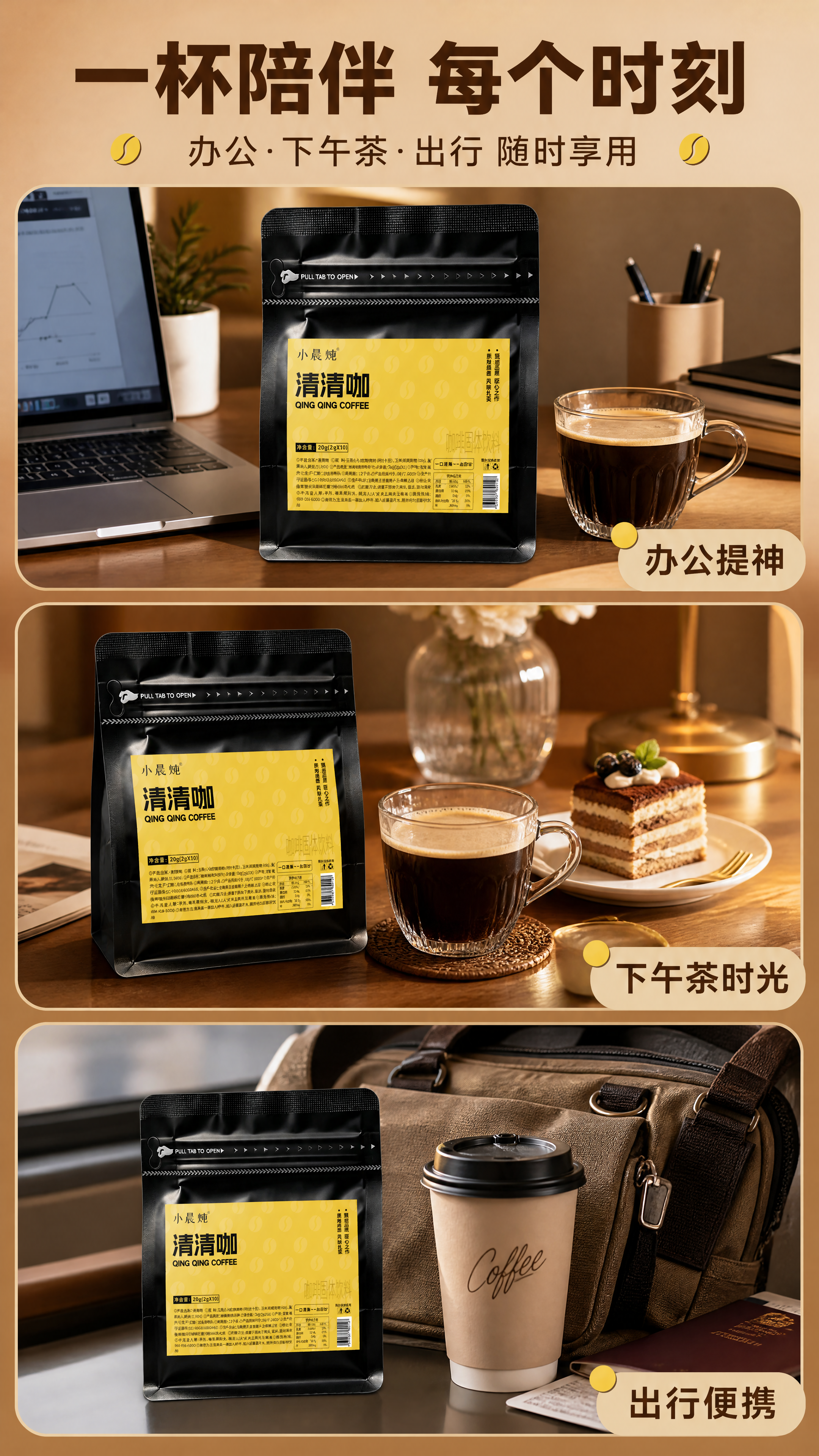 [商品] 使用【图1】小晨炖清清咖黑色自立袋产品；保留包装全部… - 图片创意预览