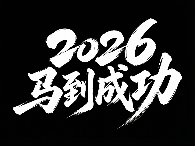 更具参考的字体设计方法，设计一款“2026马到成功”的艺术字体