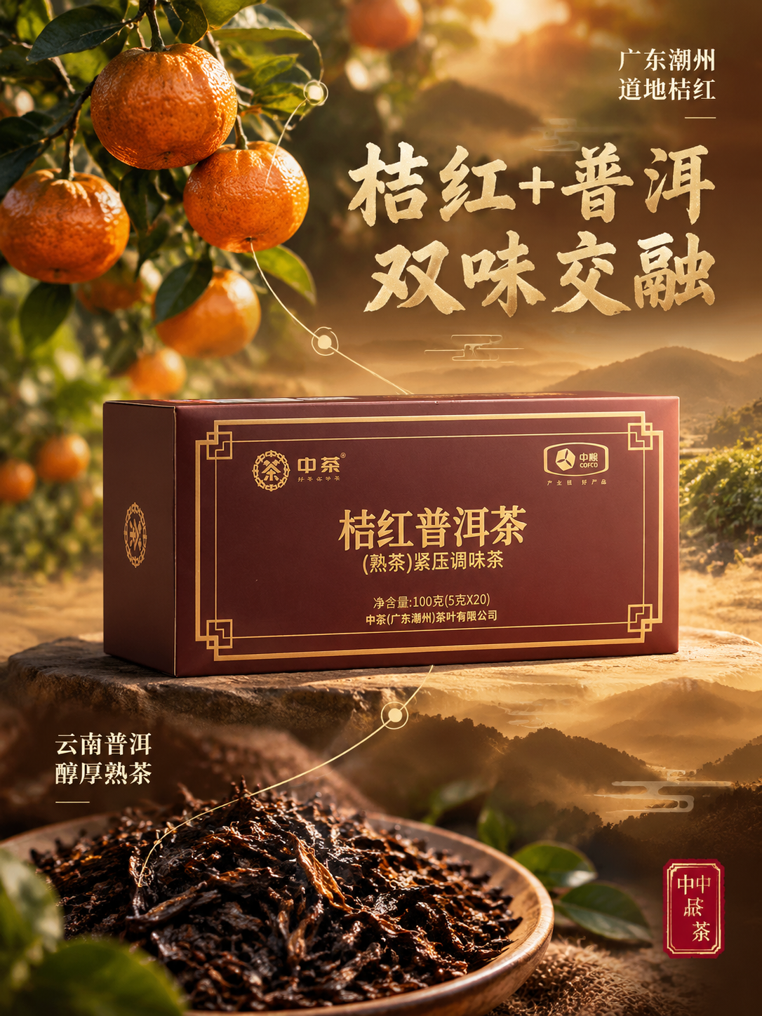 [主图-2] 核心卖点 原料溯源与品质信任 中茶桔红普洱茶 竖… - 图片创意预览