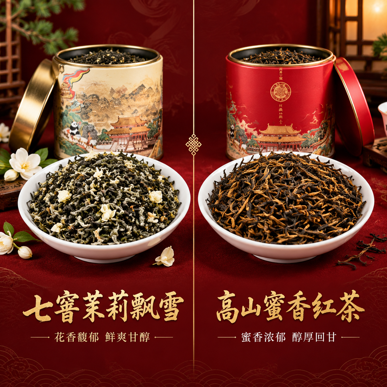 [主图-3] 茶叶细节特写，展示两款茶叶的品质与干茶形态。 [… - 图片创意预览