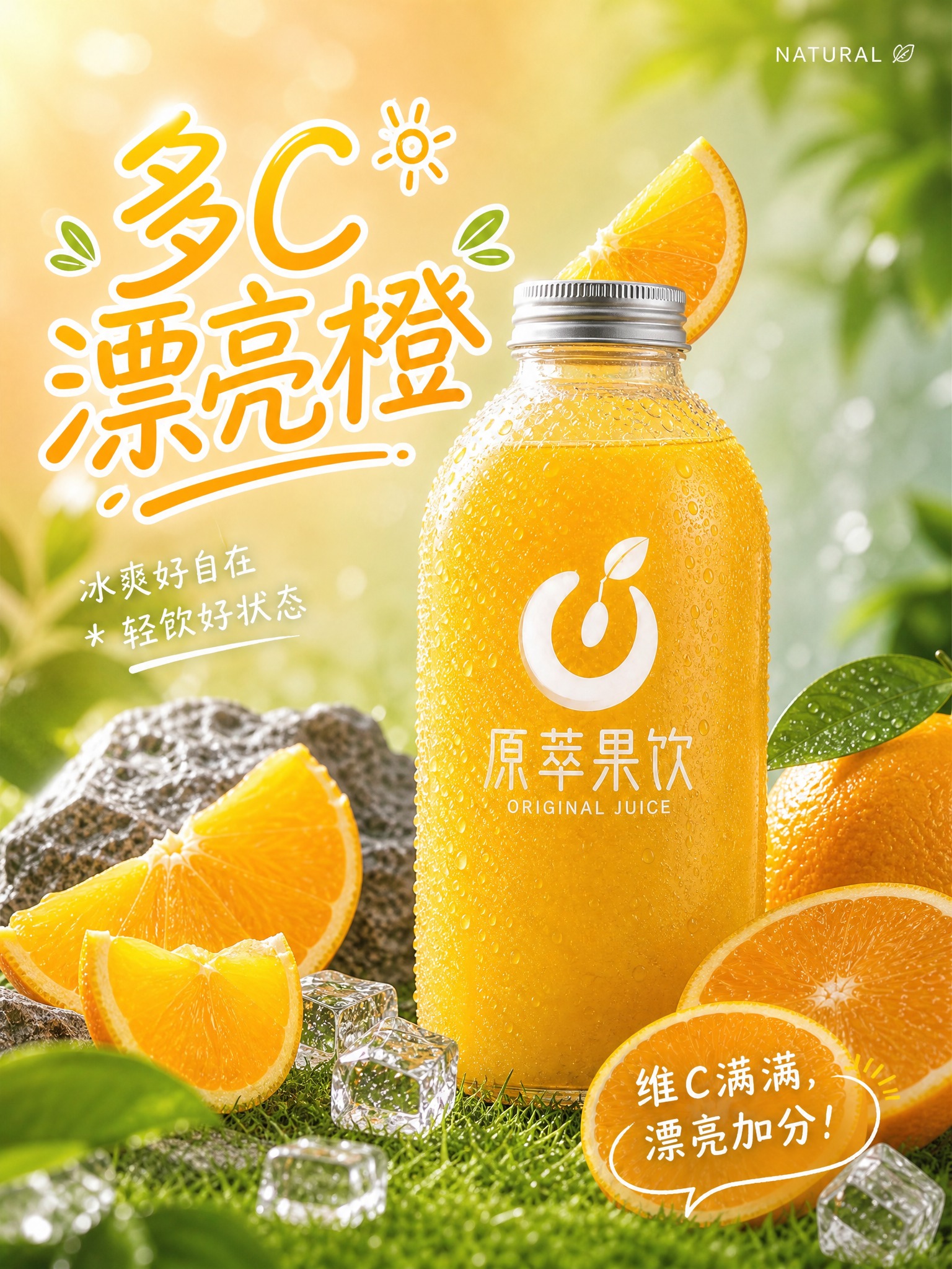 参考图的竖版3:4构图、版式骨架和氛围风格，生成多C漂亮橙鲜榨… - 图片创意预览