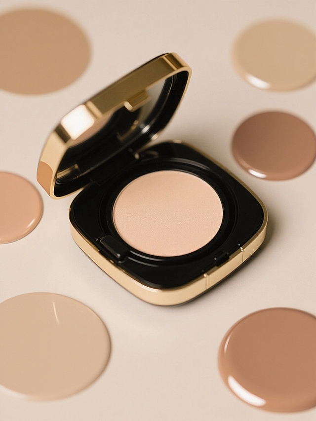 浅米色渐变背景，带有几个大块光滑、富有光泽的色圆形色块，不同色号，大小不一