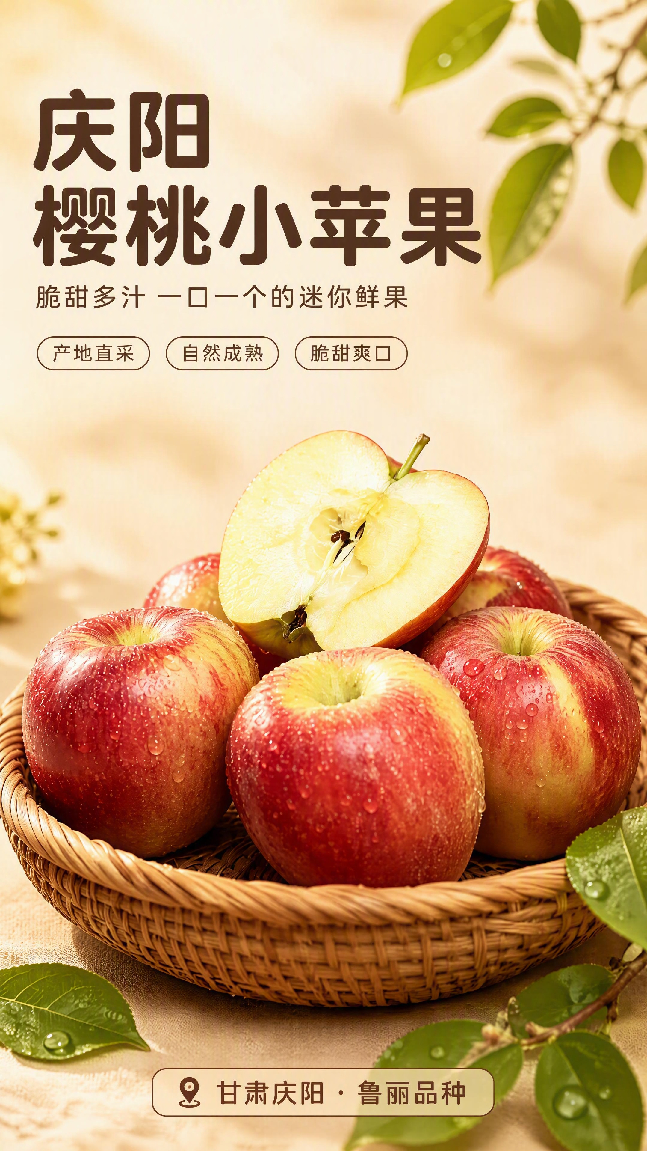 [第1张] 详情页头图-庆阳鲁丽樱桃小苹果食欲氛围海报。本张使… - 图片创意预览
