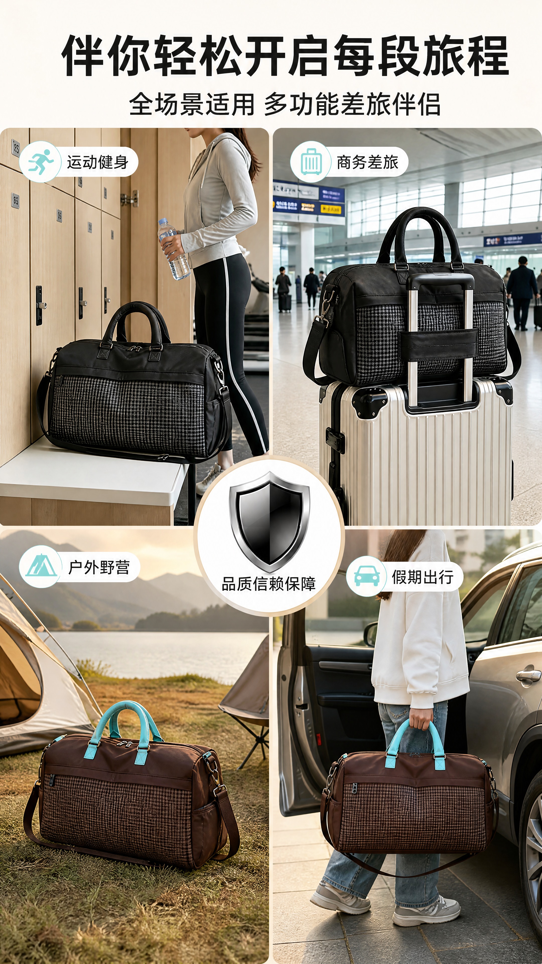 [商品] 使用【图2】旅行收纳包多场景图；保留黑色款与棕色款的… - 图片创意预览