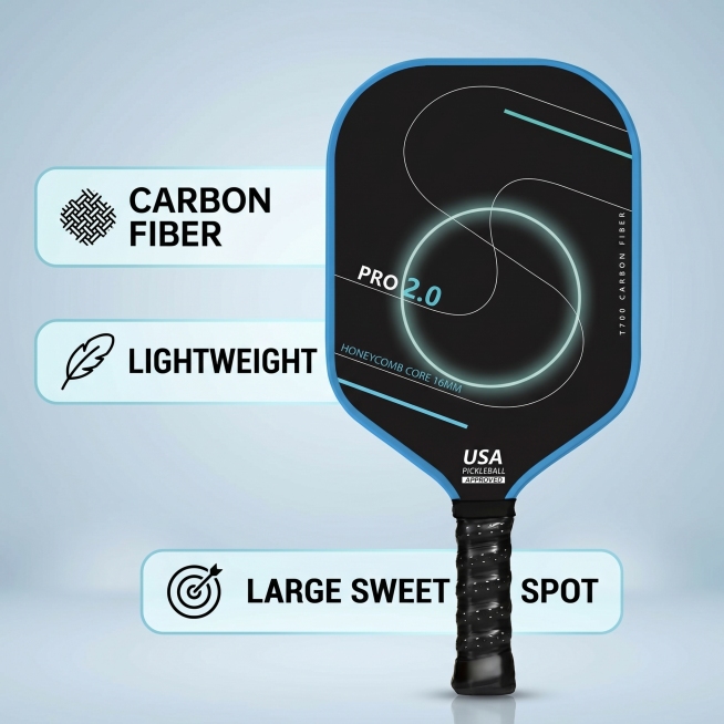 [Main Image 2] Pickleball Paddle key selling points features display. The original paddle is placed预览效果