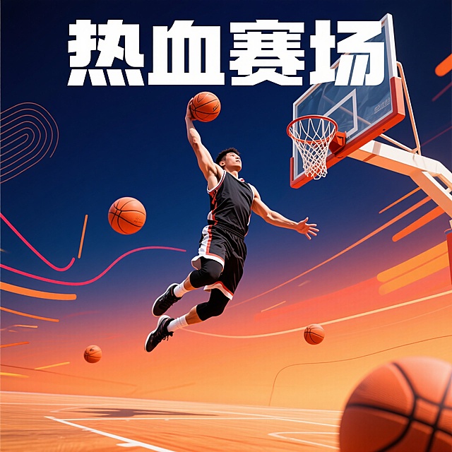 3D风热血赛场，大字醒目，动感线条，激昂氛围。