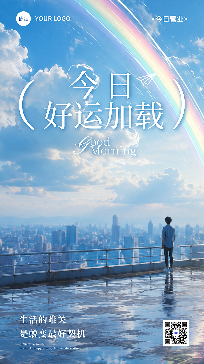 你好早安日签海报