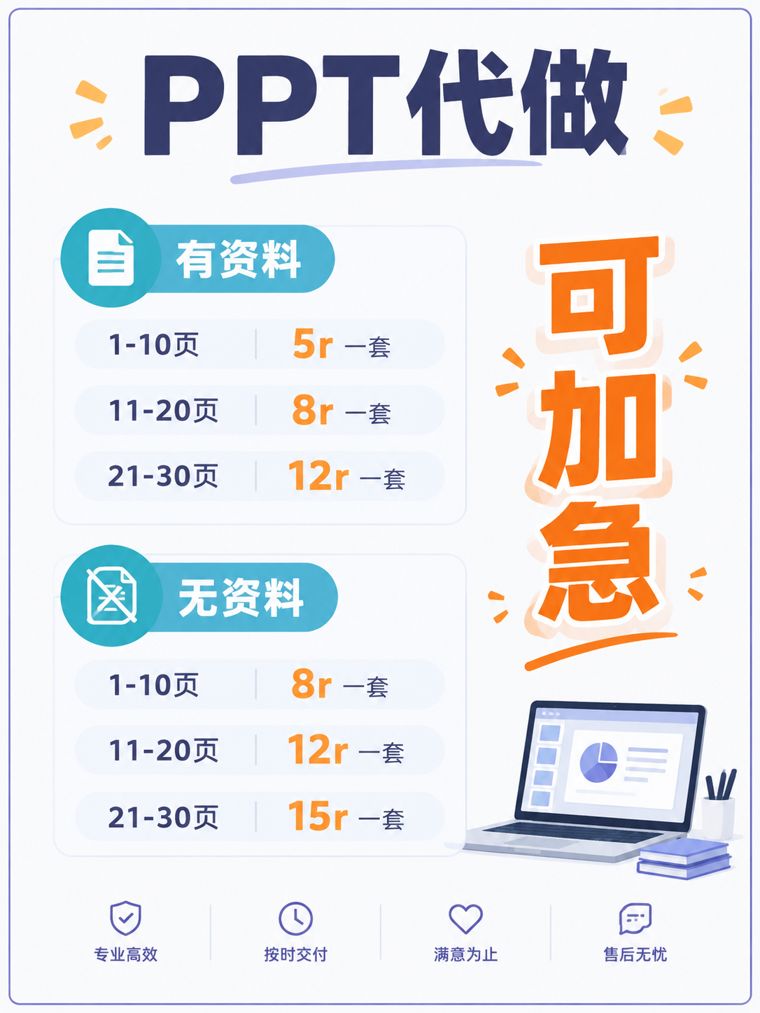 重新设计一张PPT代做服务的接单海报，竖版构图，简约专业风格。… - 图片创意预览