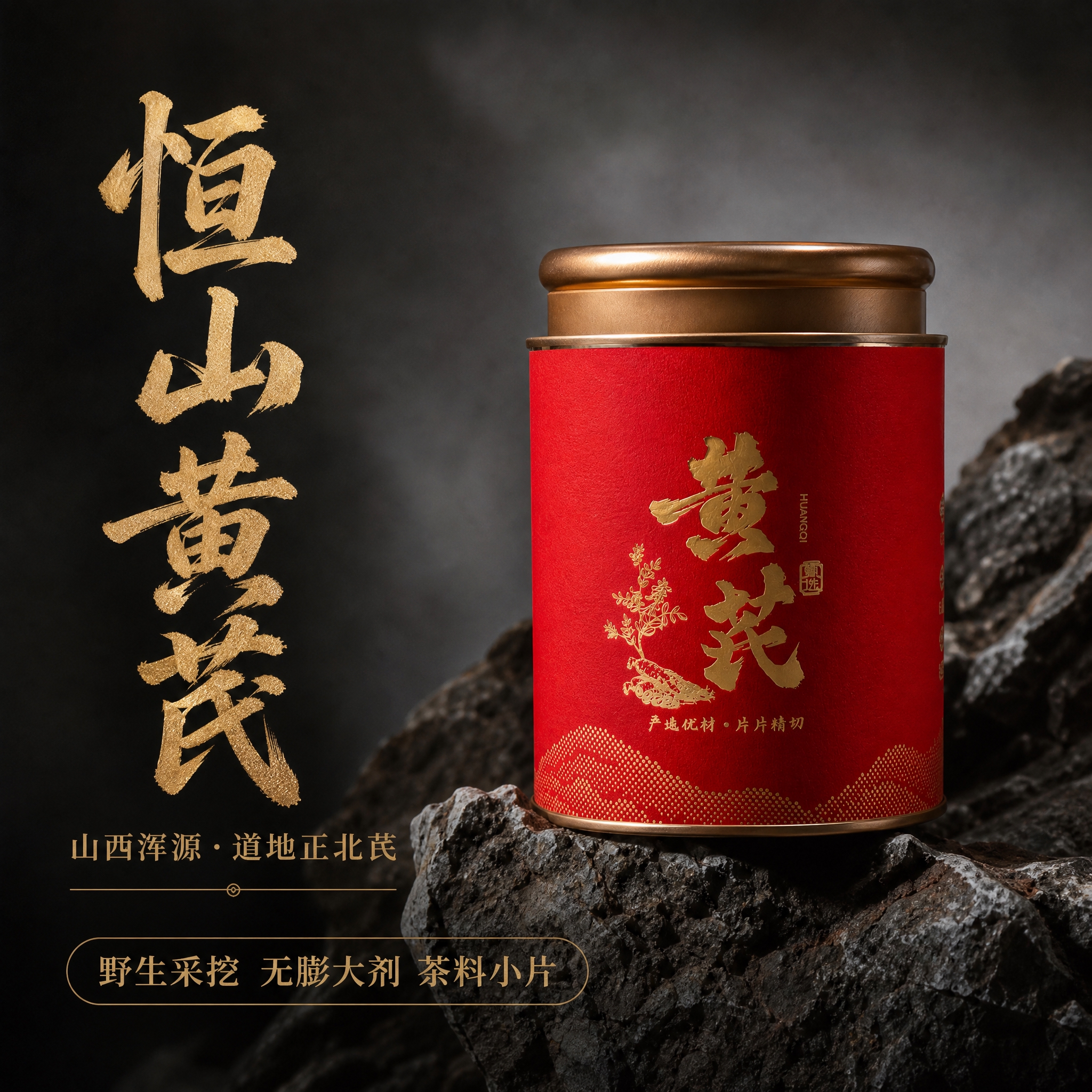 淘宝天猫电商主图，1:1正方形，高端暗调质感风格，参考图中岩石… - 图片创意预览