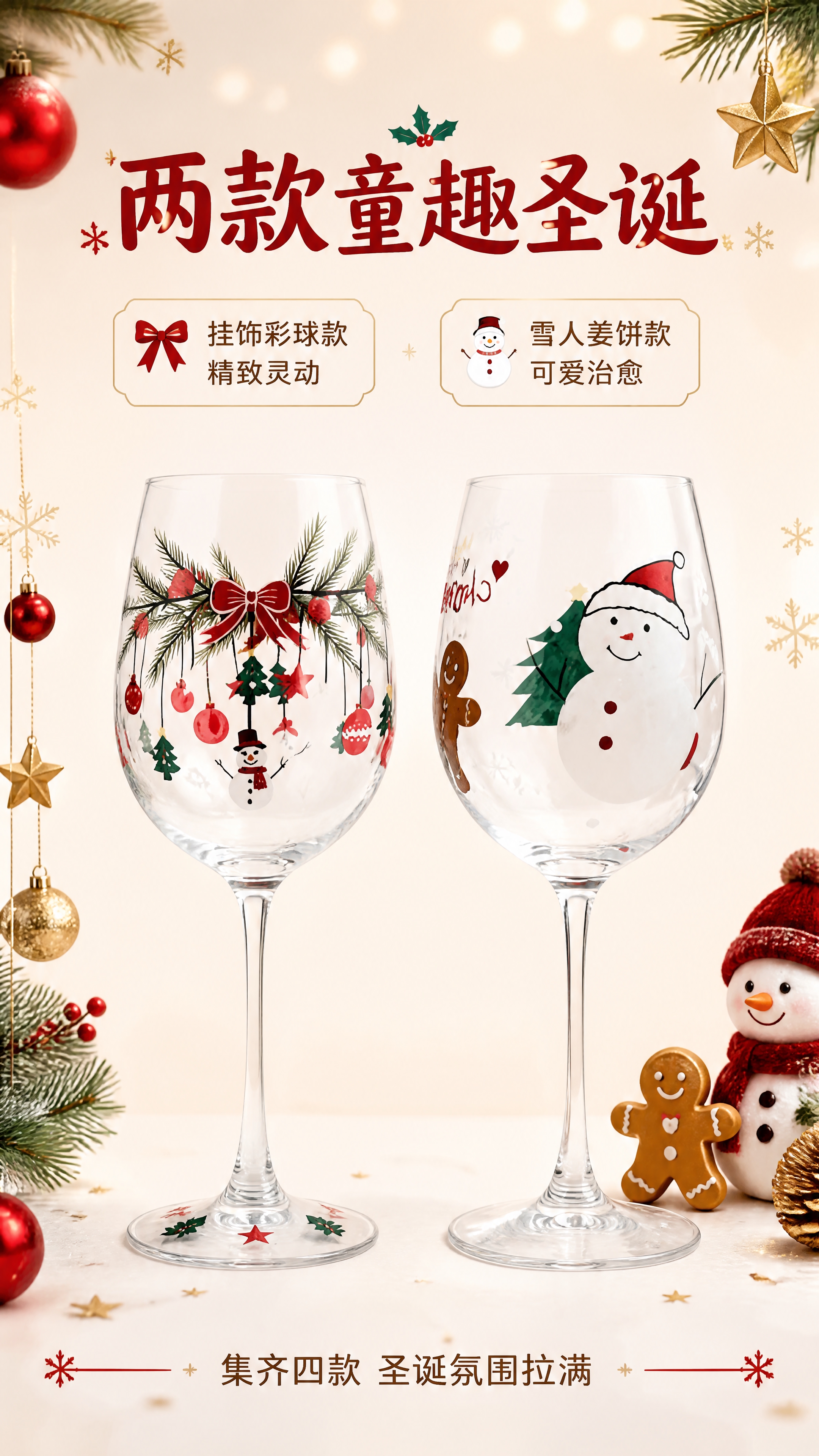 [商品] 使用【图1】右侧两款圣诞红酒杯：③圣诞挂饰款（蝴蝶结… - 图片创意预览