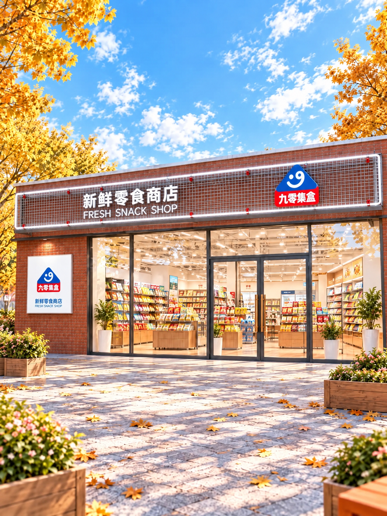 将图1的九零集盒门店门头改换为图2的工业风金属网格门头样式，门… - 图片创意预览
