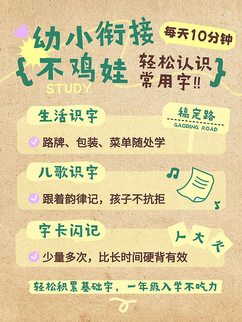 幼小衔接不鸡娃识字方法小红书封面
