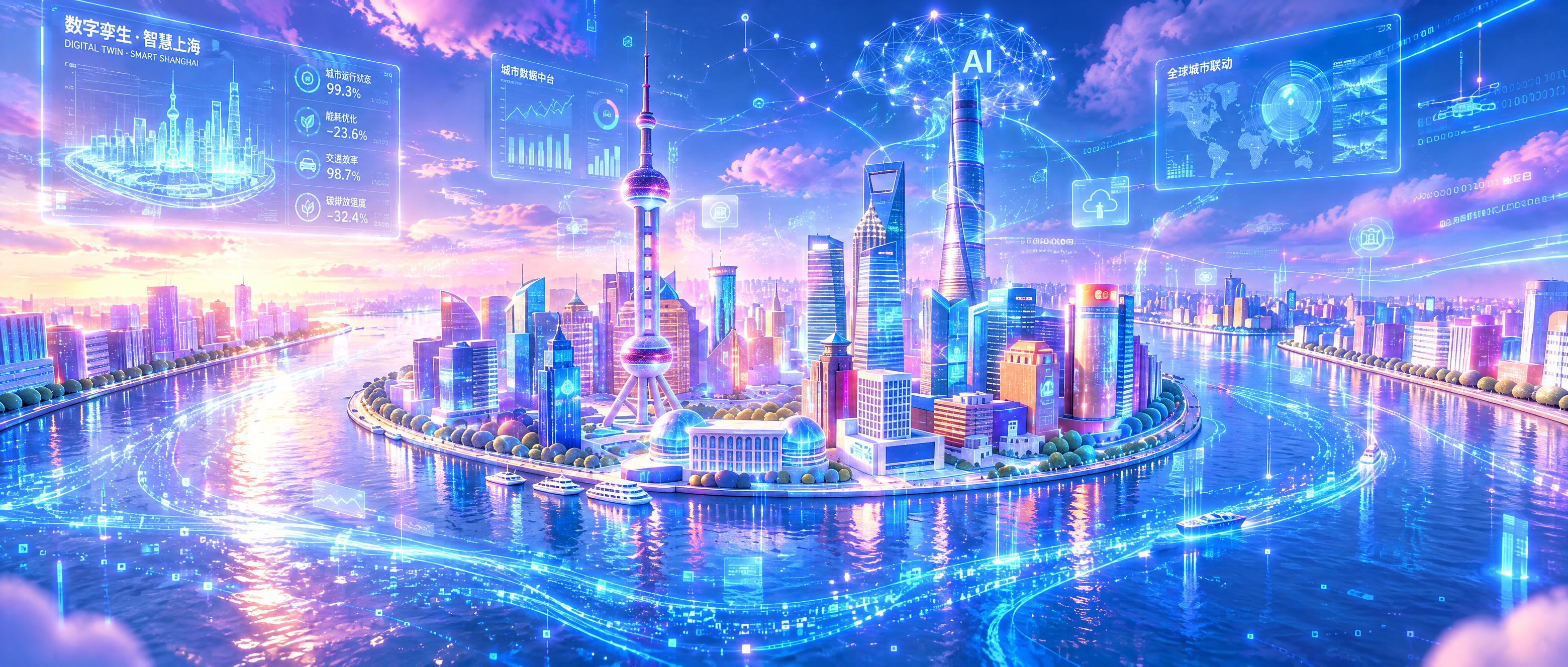 科技感上海陆家嘴城市天际线全息投影数据大屏 - 图片创意预览
