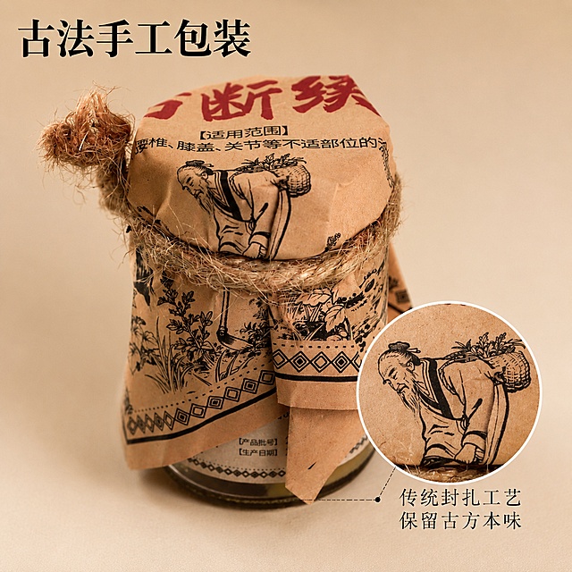 「图片1」，生成一套主图（5张），商品名称是土方断续膏，卖点是华佗五禽戏五十九代传承底子出品，适用于颈肩腰腿关节等不适，要求复古中医风格，适配抖音平台，主图比例为1:1