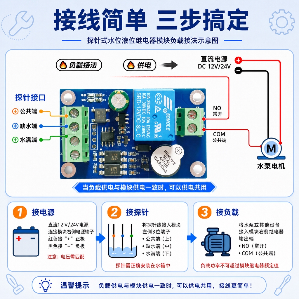 [商品] 使用【图6】探针式水位液位继电器模块负载接法示意图；… - 图片创意预览