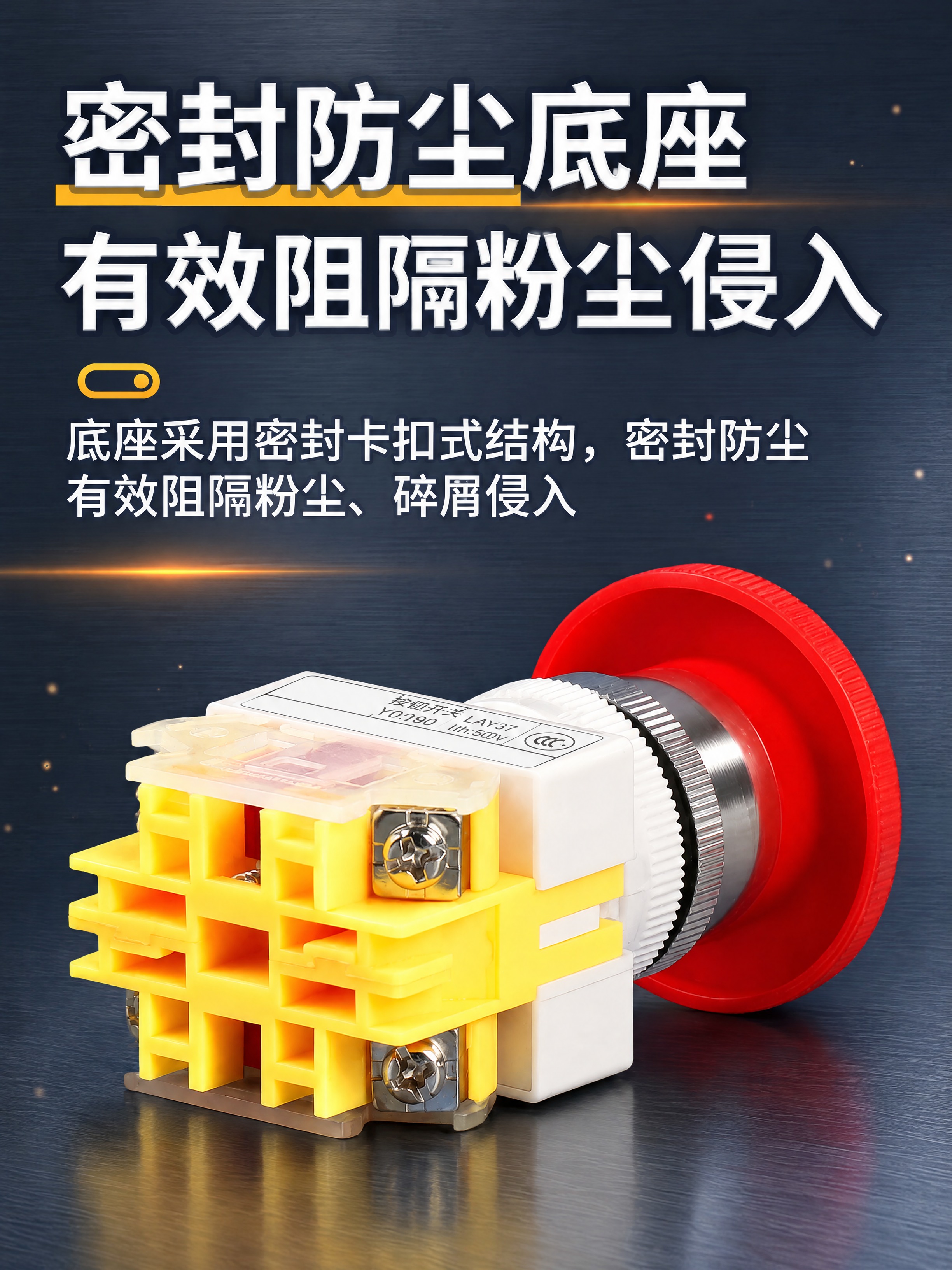 不要重新生成产品，红色蘑菇头按钮保持原样。中间红色蘑菇头急停按… - 图片创意预览