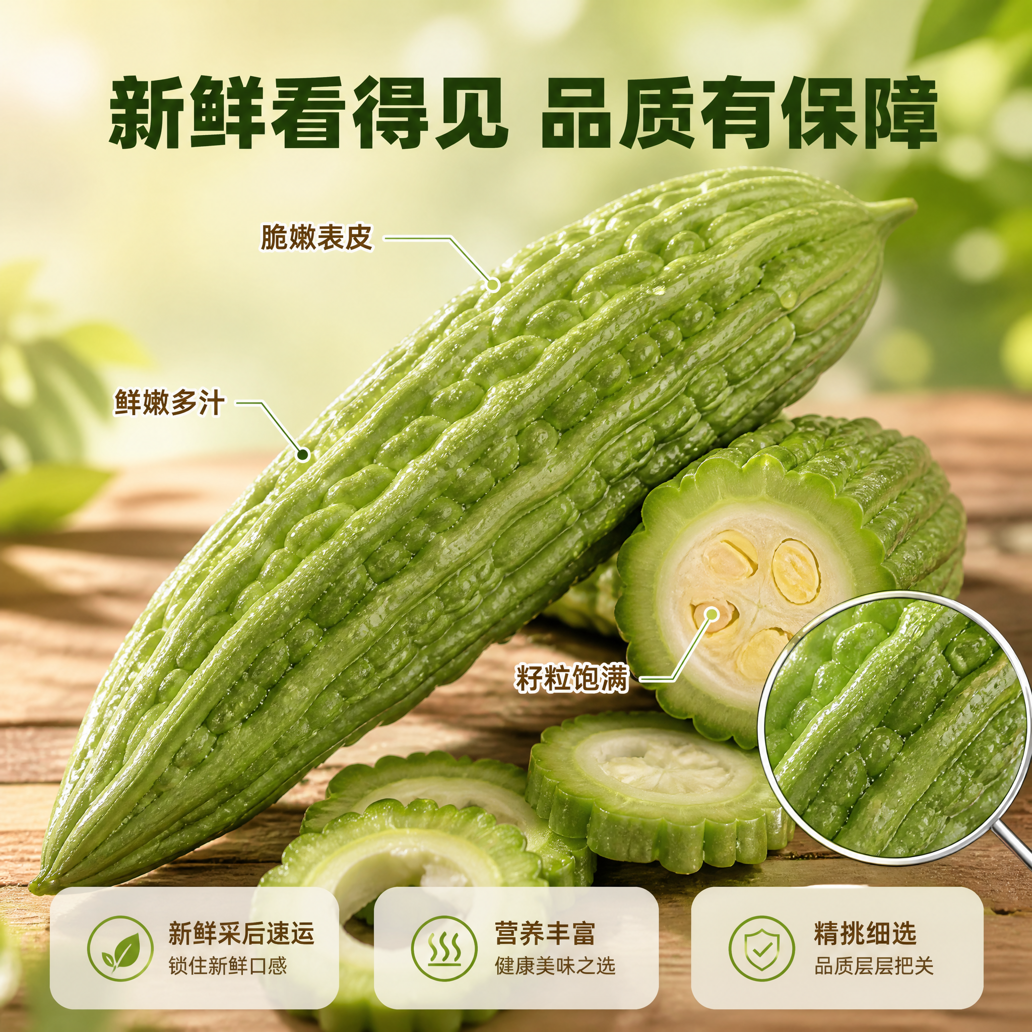 [主图-3] 苦瓜 细节特写与品质展示 微距呈现新鲜质感。 [… - 图片创意预览