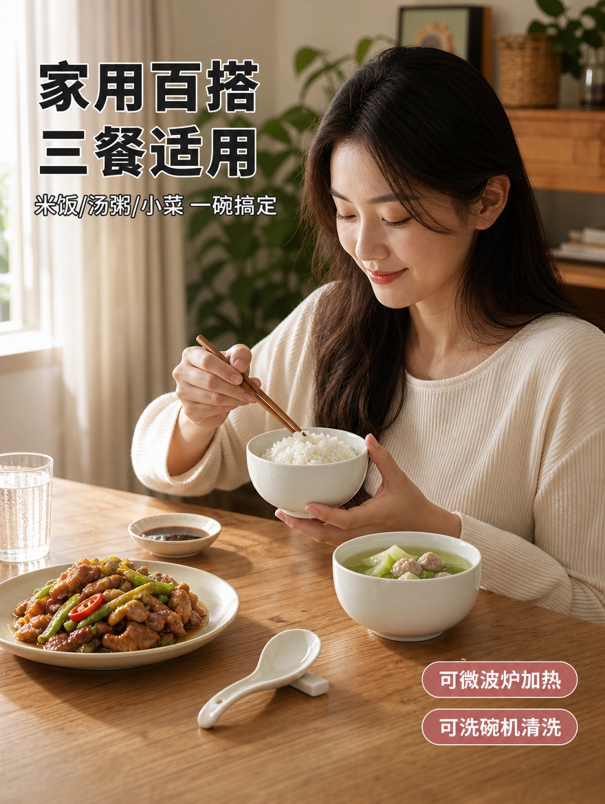 [商品] 使用【图4】白瓷4.5寸米饭碗；保留碗的圆润造型、纯… - 图片创意预览