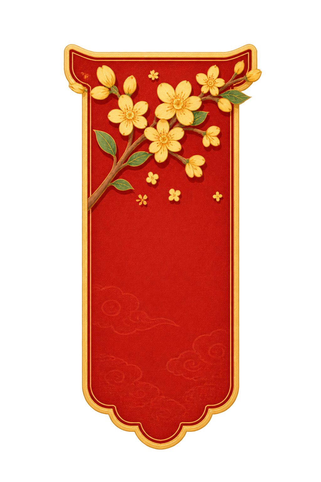 从参考图中提取红色立柱和桂花花枝元素，仅保留红色立柱和上面的黄… - 图片创意预览