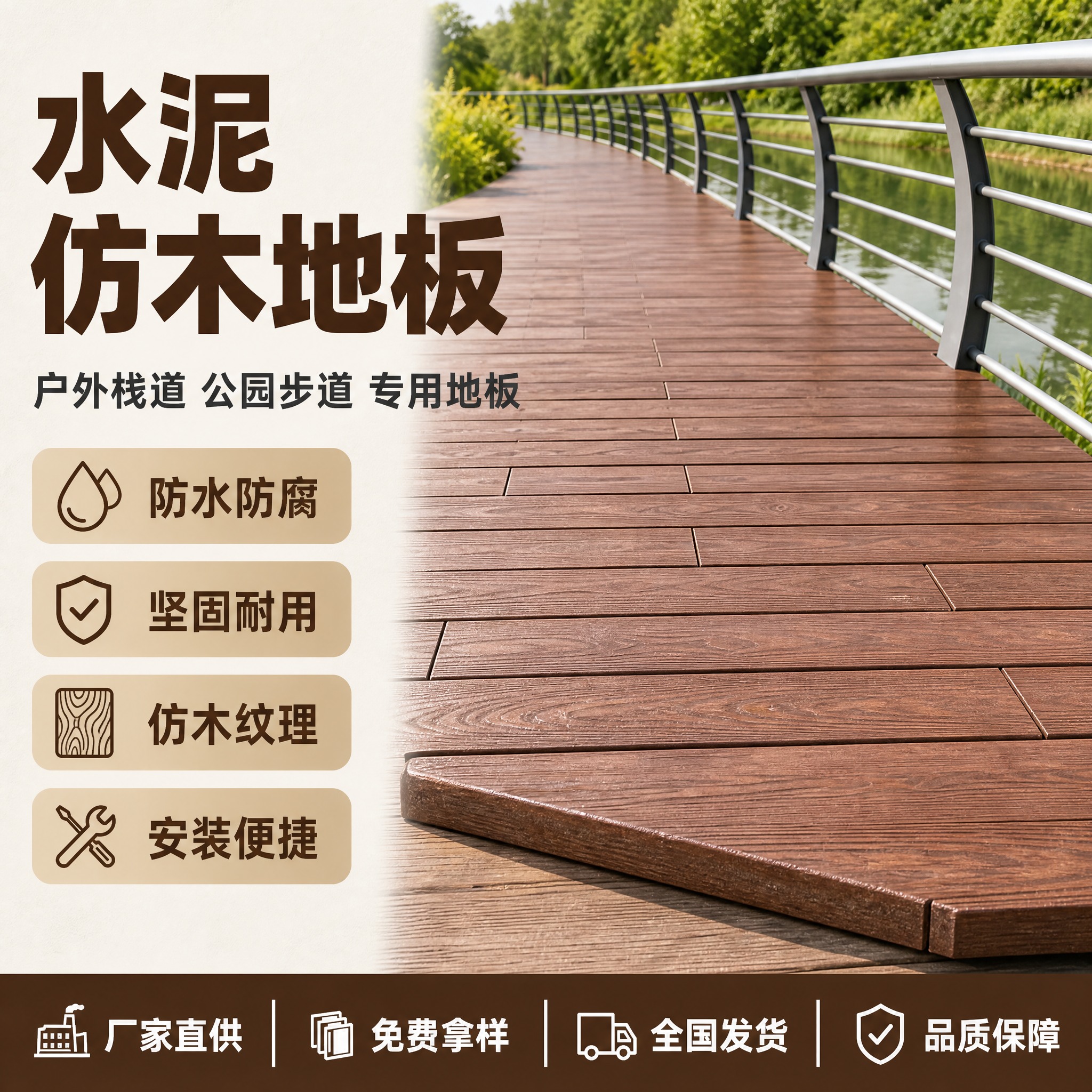 [单张主图] 水泥仿木地板 淘宝/天猫电商主图 1张 1:1比… - 图片创意预览