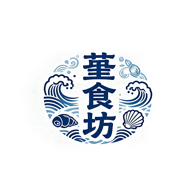 设计一个堇食坊的 logo 放在海鲜包装上的