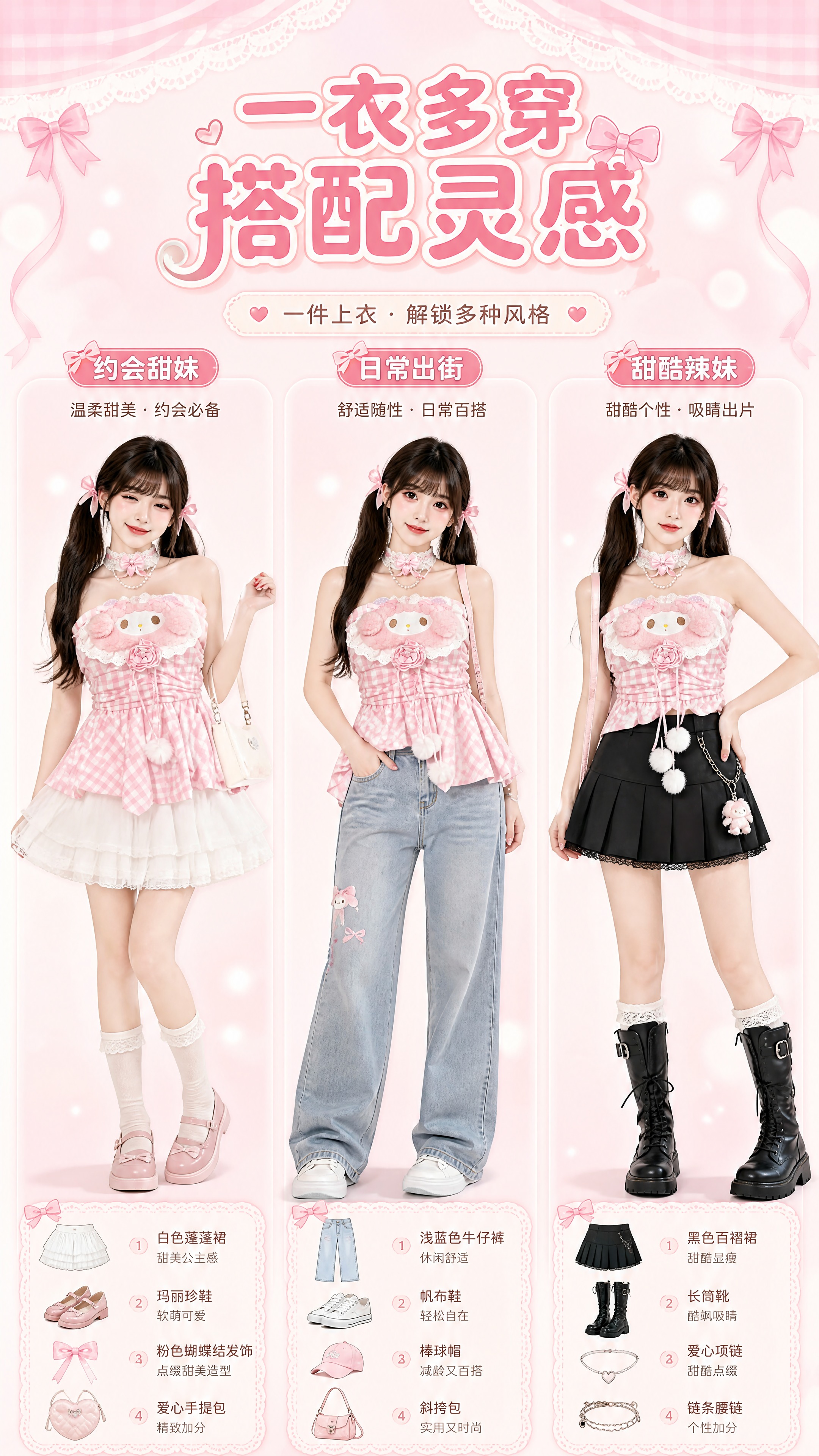 [商品] 使用【图1】粉白格纹美乐蒂抹胸上衣；商品处理：保留抹… - 图片创意预览