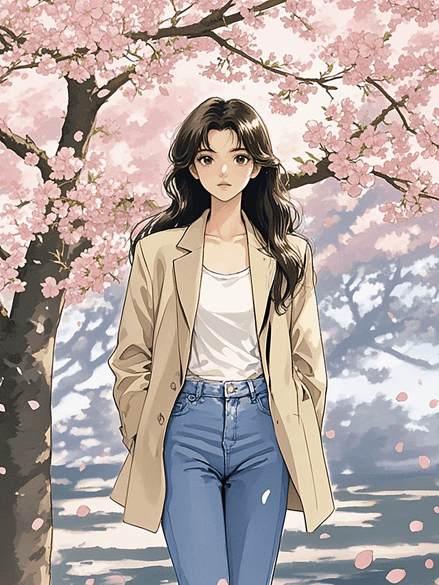 春日，樱花季，青春，背景是樱花，树影斑驳，樱花飘落