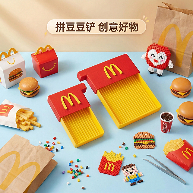 移除图片上方的拼多多logo，保留拼豆豆铲 创意好物的文字和原有全部设计元素与风格，保持画面整体一致