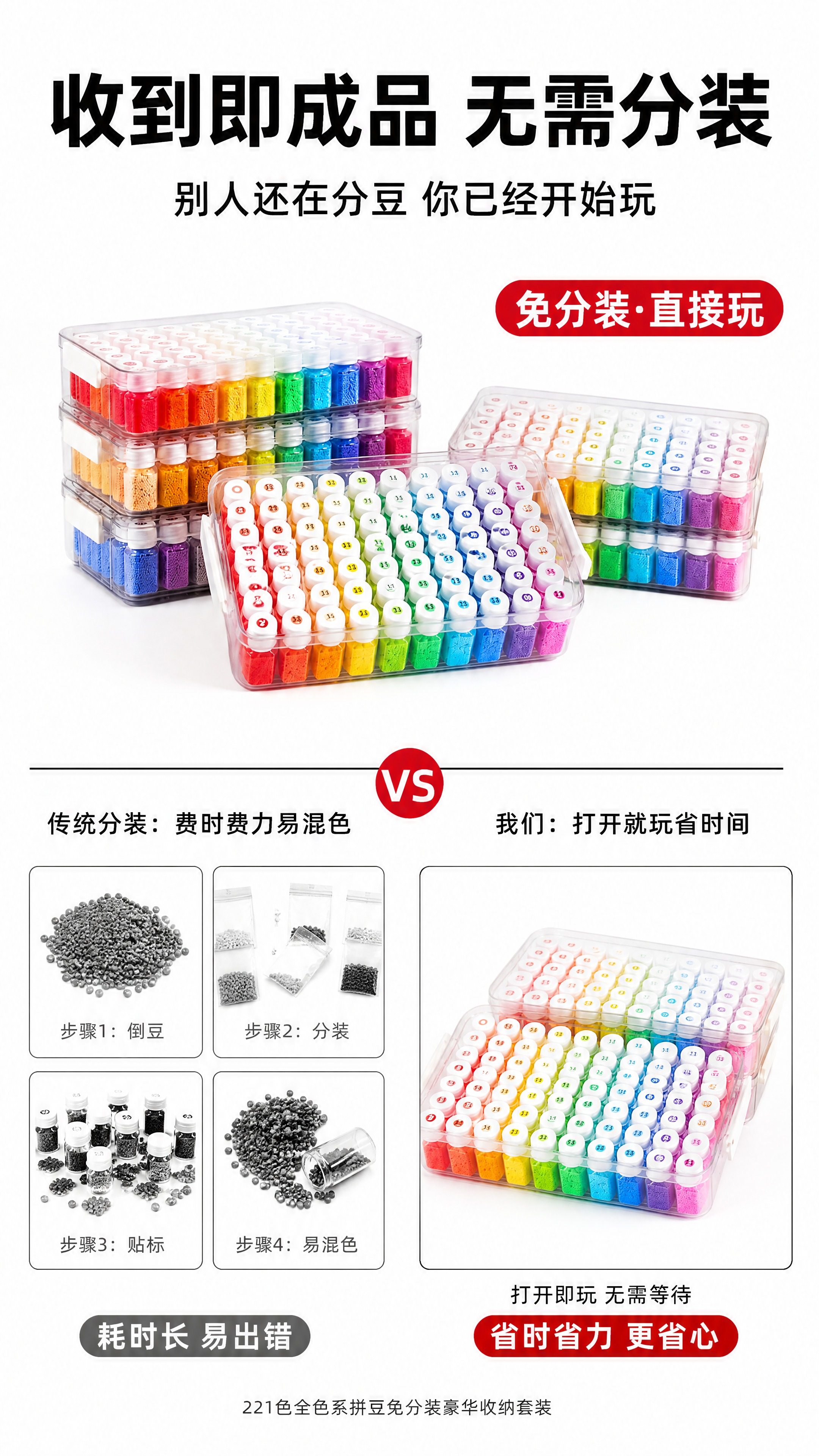 [商品] 使用【图1】221色全色系拼豆免分装豪华收纳套装；保… - 图片创意预览