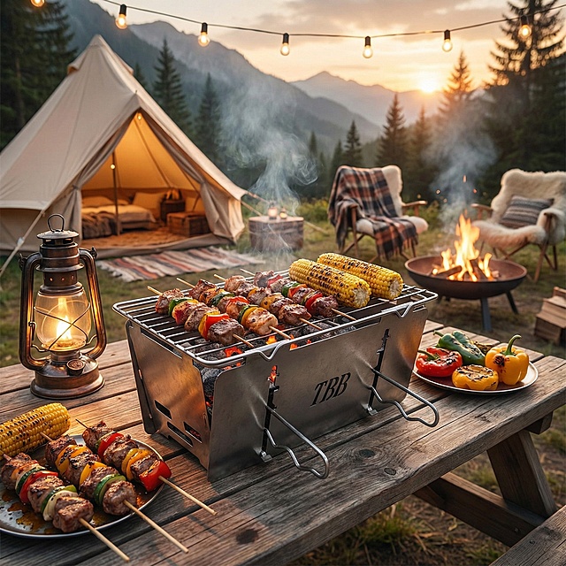 根据这个款烧烤架，生成一个相关场景的电商主图